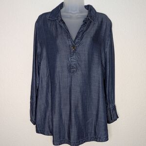 Chico's Touch of Cool Tencel Lyocell Chambray Denim Tunic Women's Size‎ Large/2
